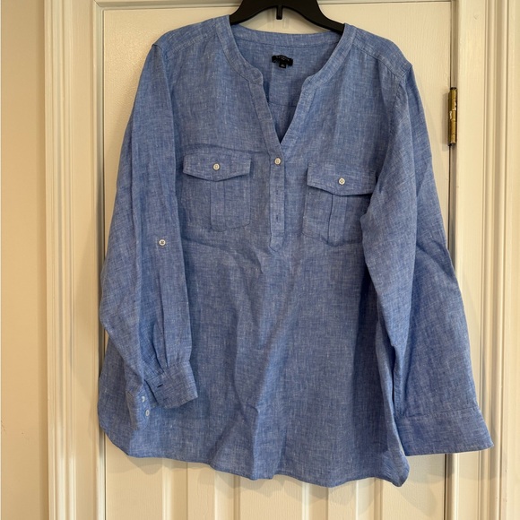 Talbots Tops - Talbots Light Blue Linen Shirt